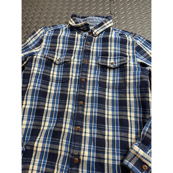 Outerknown Blue and White Plaid Casual Button Down Shirt - Picture 2 of 9